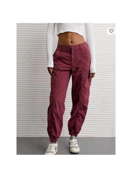 Forever 21 Pants - NWT Forever 21 Women's Size L Berry Cargo Joggers Woven Ankle Pants Burgundy